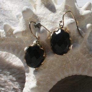 J CREW PIERCED EARRINGS IN BLACK ENAMEL